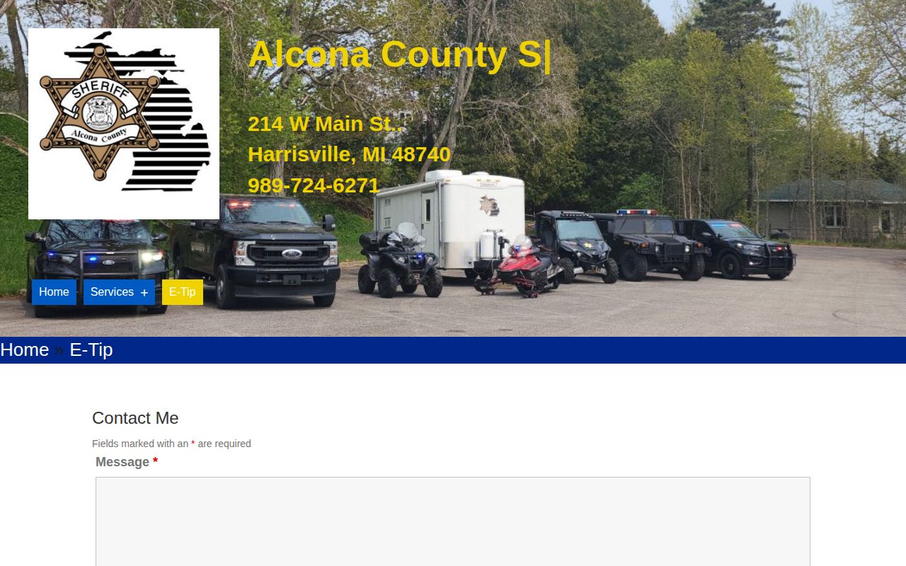 Alcona County Sheriff tip route for warrant safety information