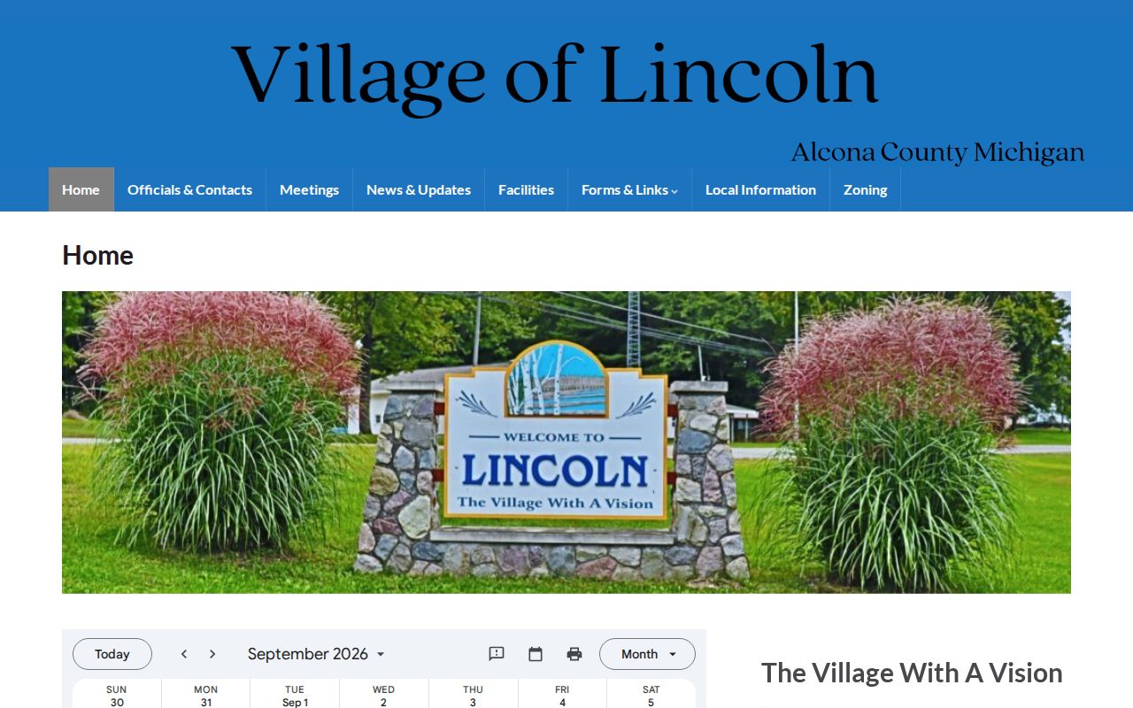 Official Village of Lincoln website used to check municipal services and arrest resources